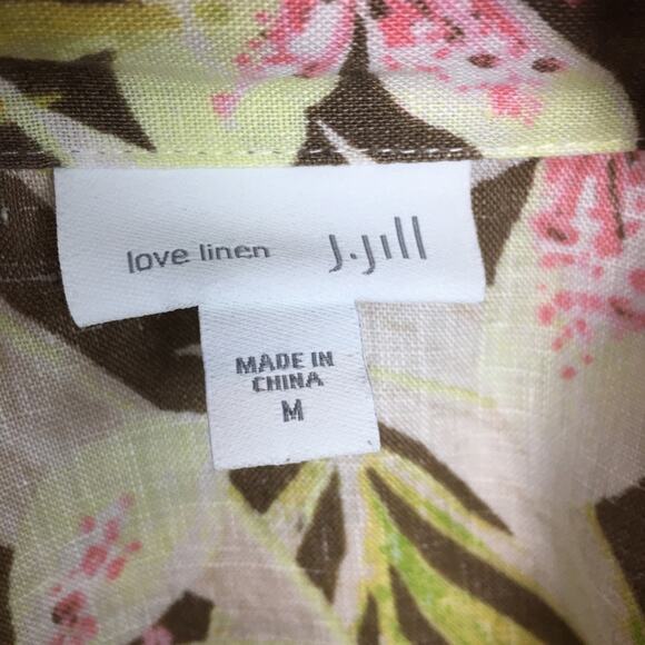 J Jill Love Linen Floral Long Sleeve  Button Down Medium - Picture 5 of 6